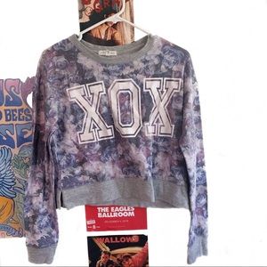 lavender purple floral crew neck sweater XOX